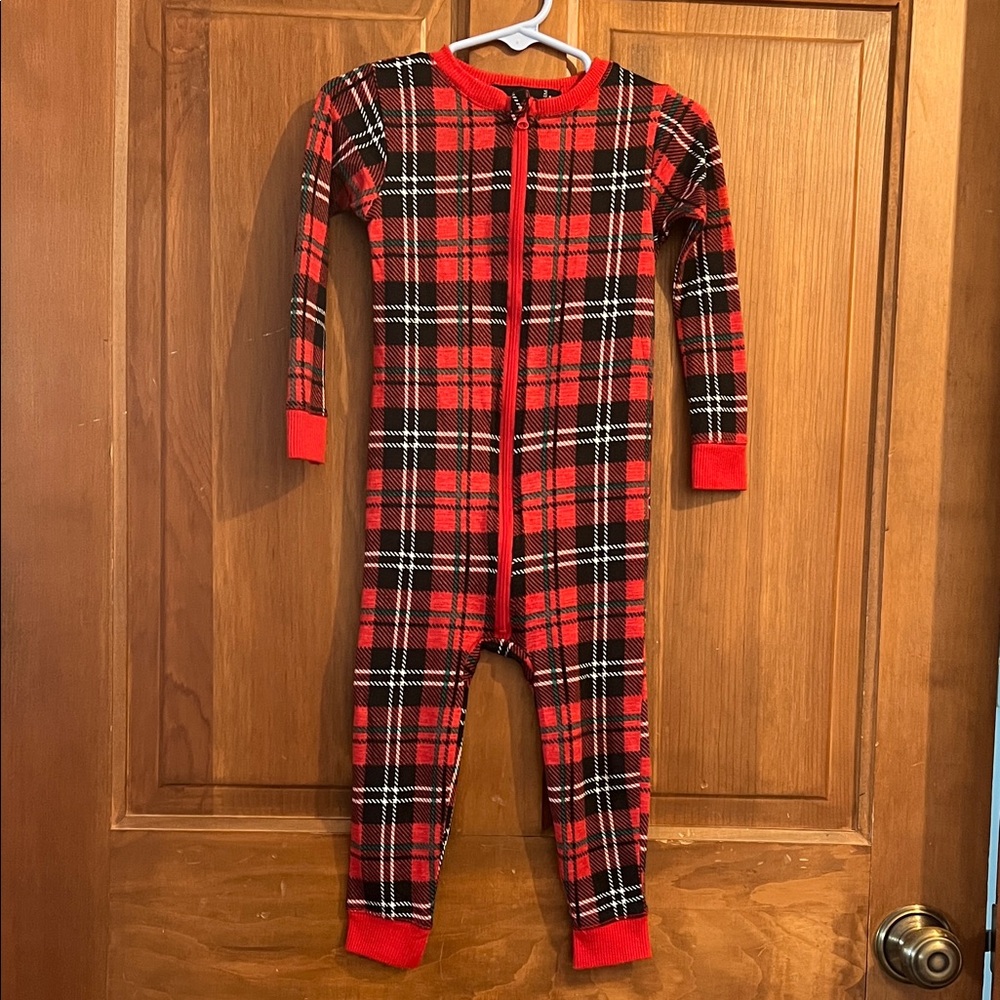 Plaid Red and Black Romper, 18 Months